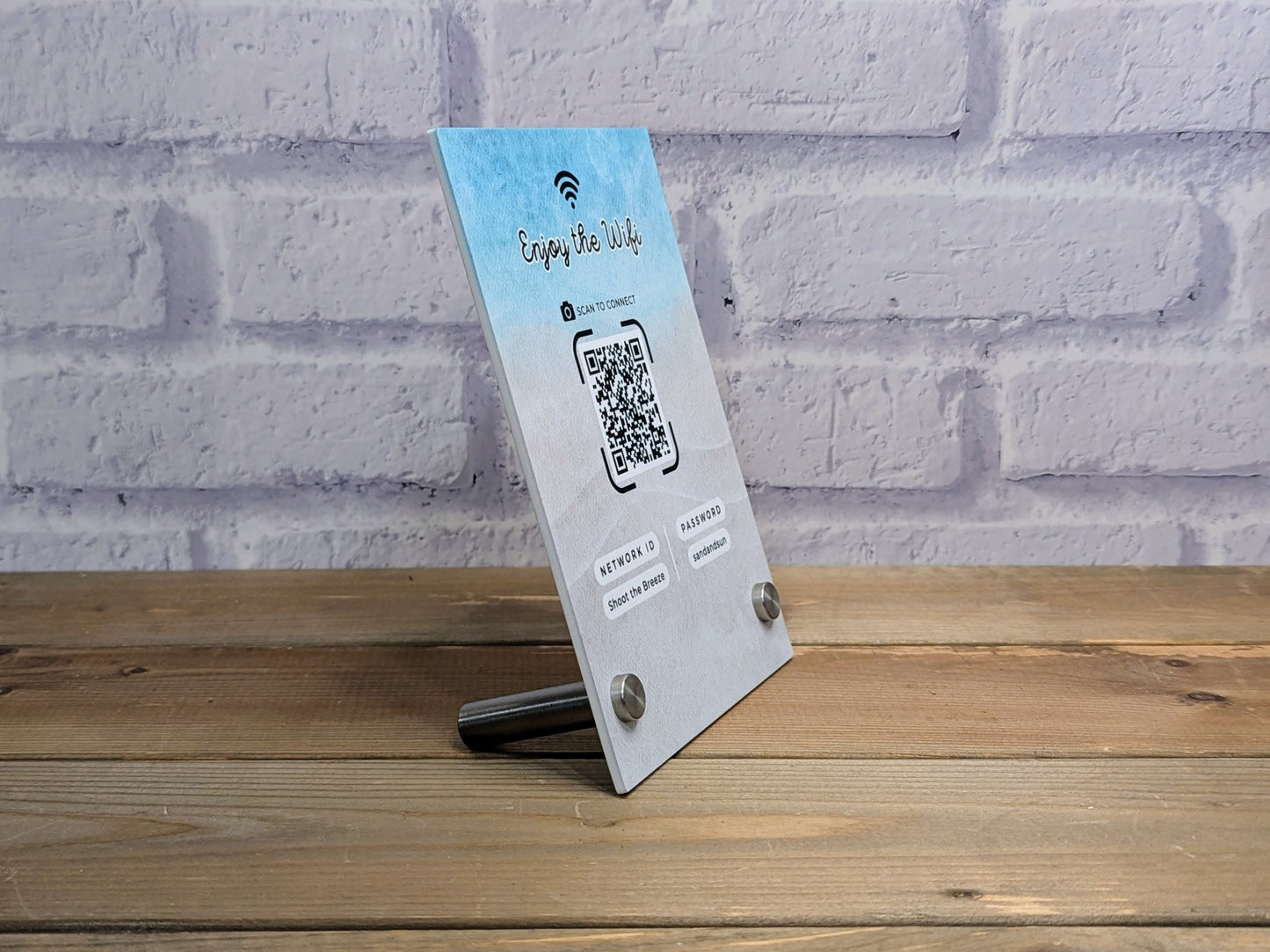 Wifi QR Code 5x7" Acrylic Sign - Beach