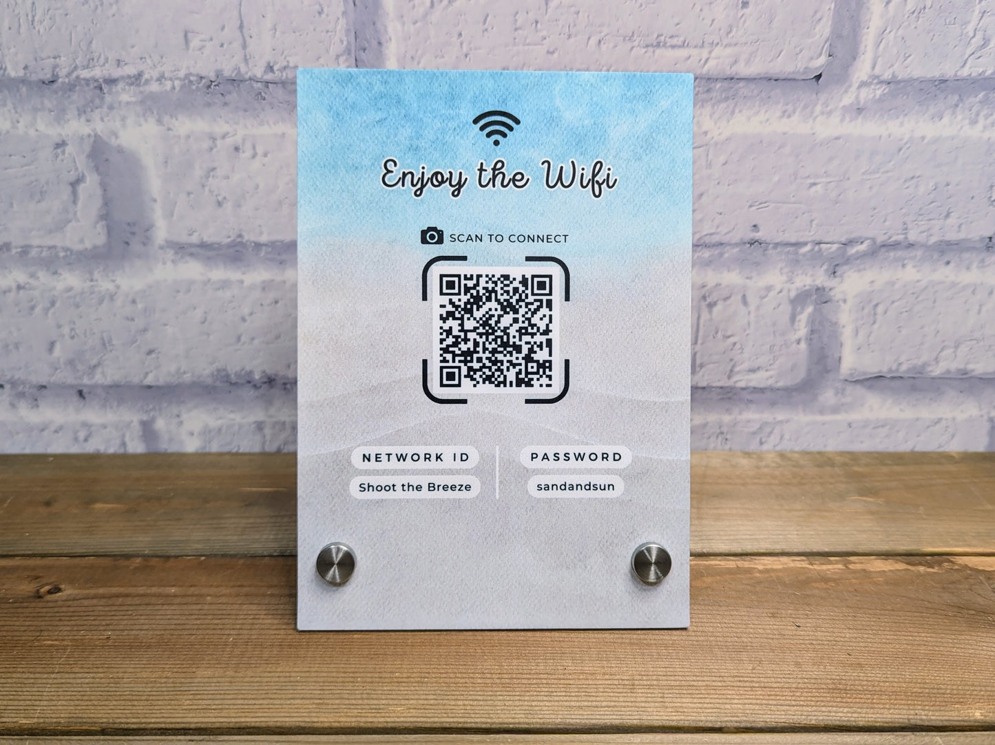 Wifi QR Code 5x7" Acrylic Sign - Beach