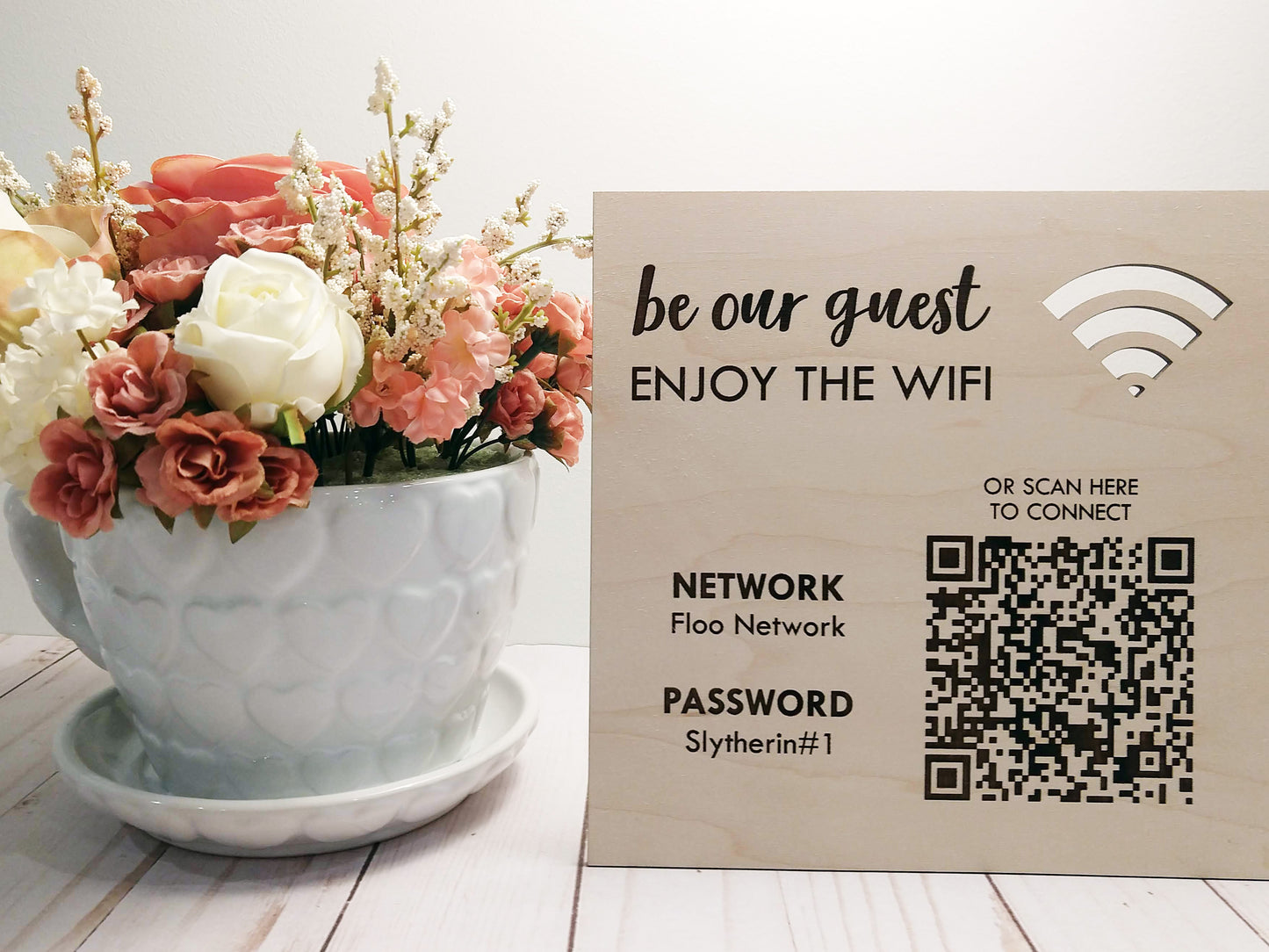 Wifi Password QR Code Wooden Sign
