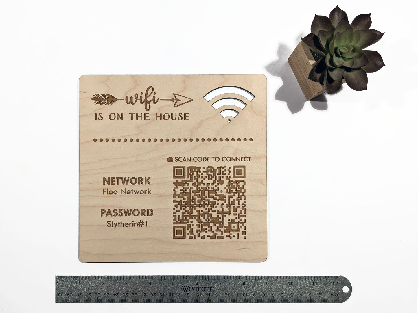 Wifi Password QR Code Wooden Sign