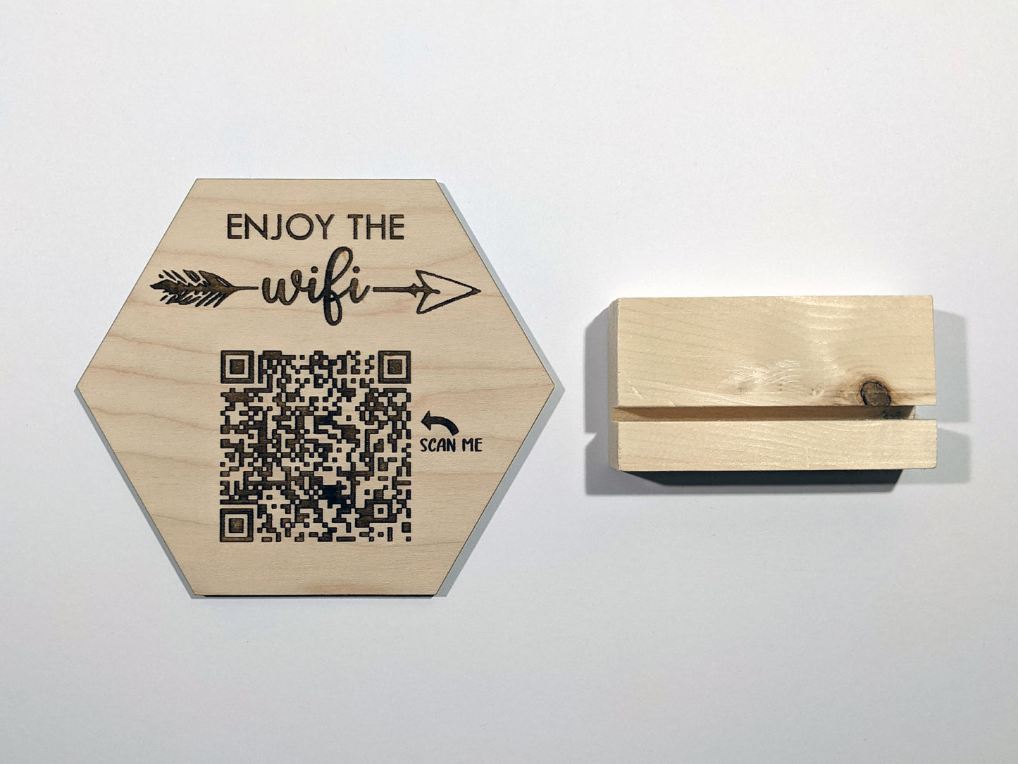 Wifi Password QR Code Hexagon Sign
