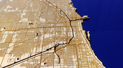 Chicago Illinois 3D Wooden Map