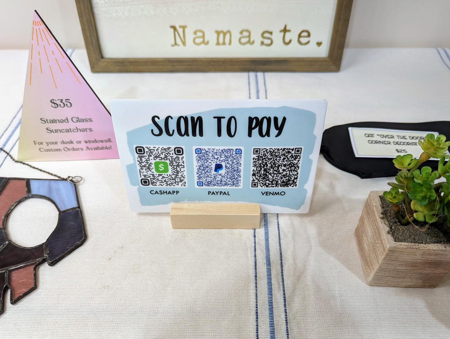 QR Codes "Scan to Pay" Sign With Stand