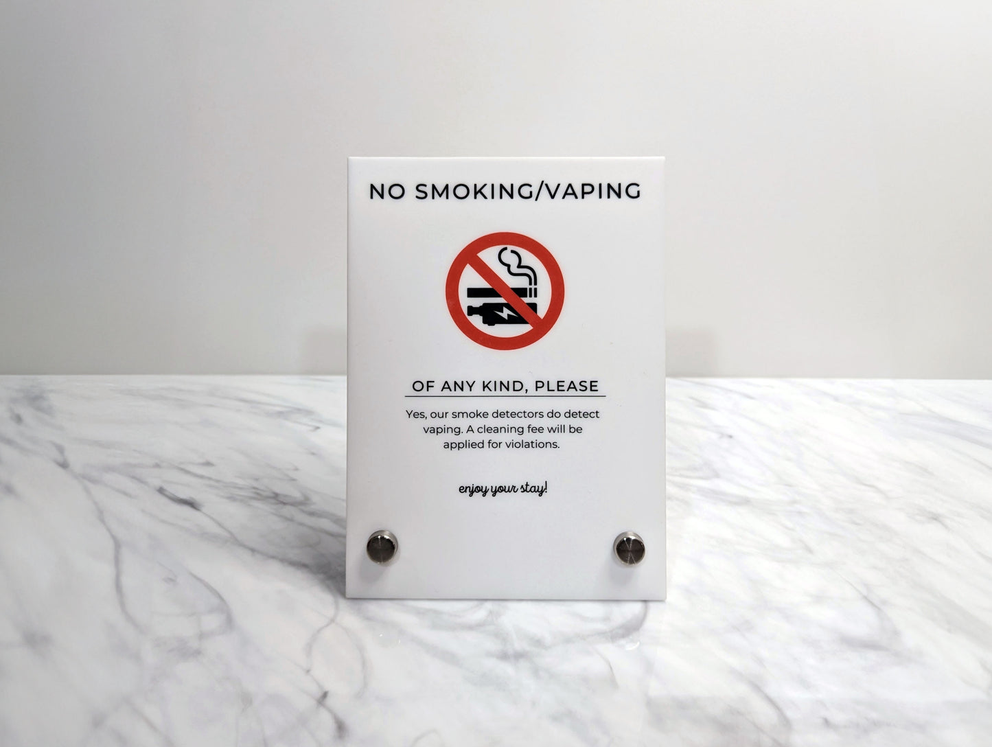 No Smoking or Vaping 5x7" Acrylic Sign