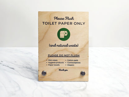 Toilet Rules 5x7" Wood Sign