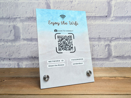 Wifi QR Code 5x7" Acrylic Sign - Beach