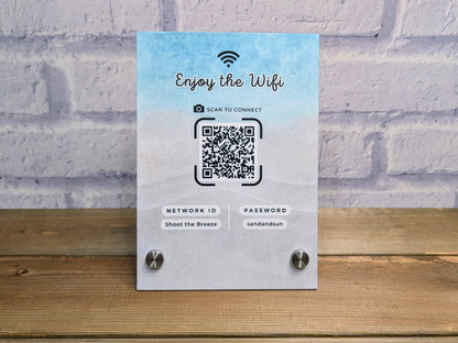 Wifi QR Code 5x7" Acrylic Sign - Beach