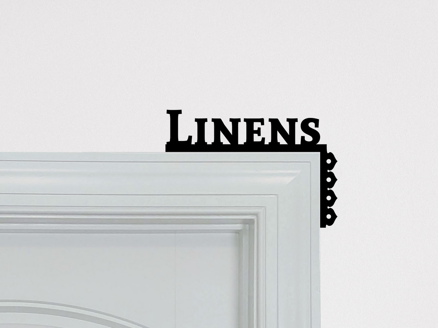 Linens Door Topper Corner Sign