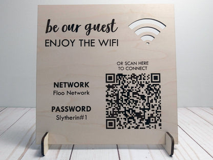 Wifi Password QR Code Wooden Sign