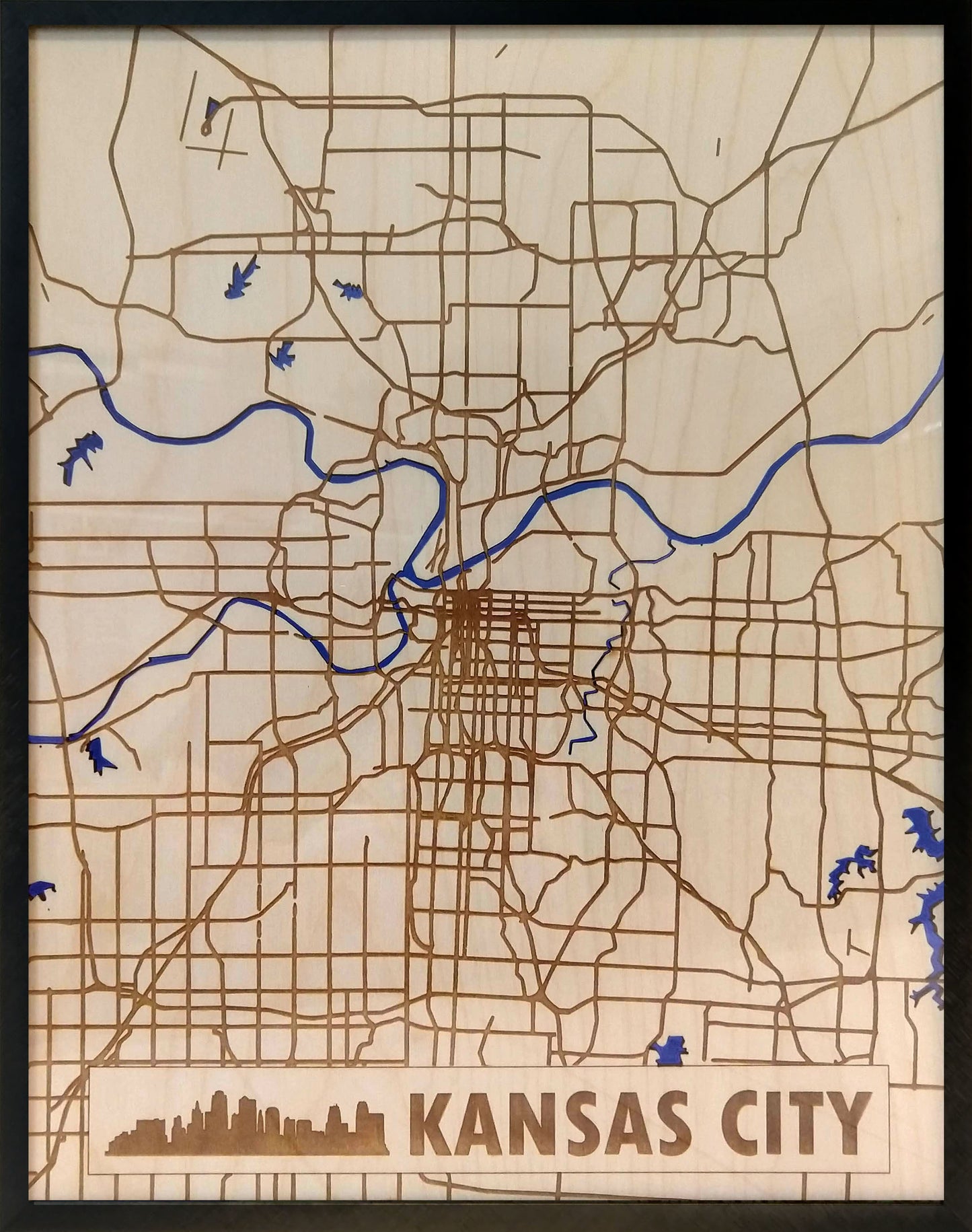 Kansas City Missouri 3D Wooden Map