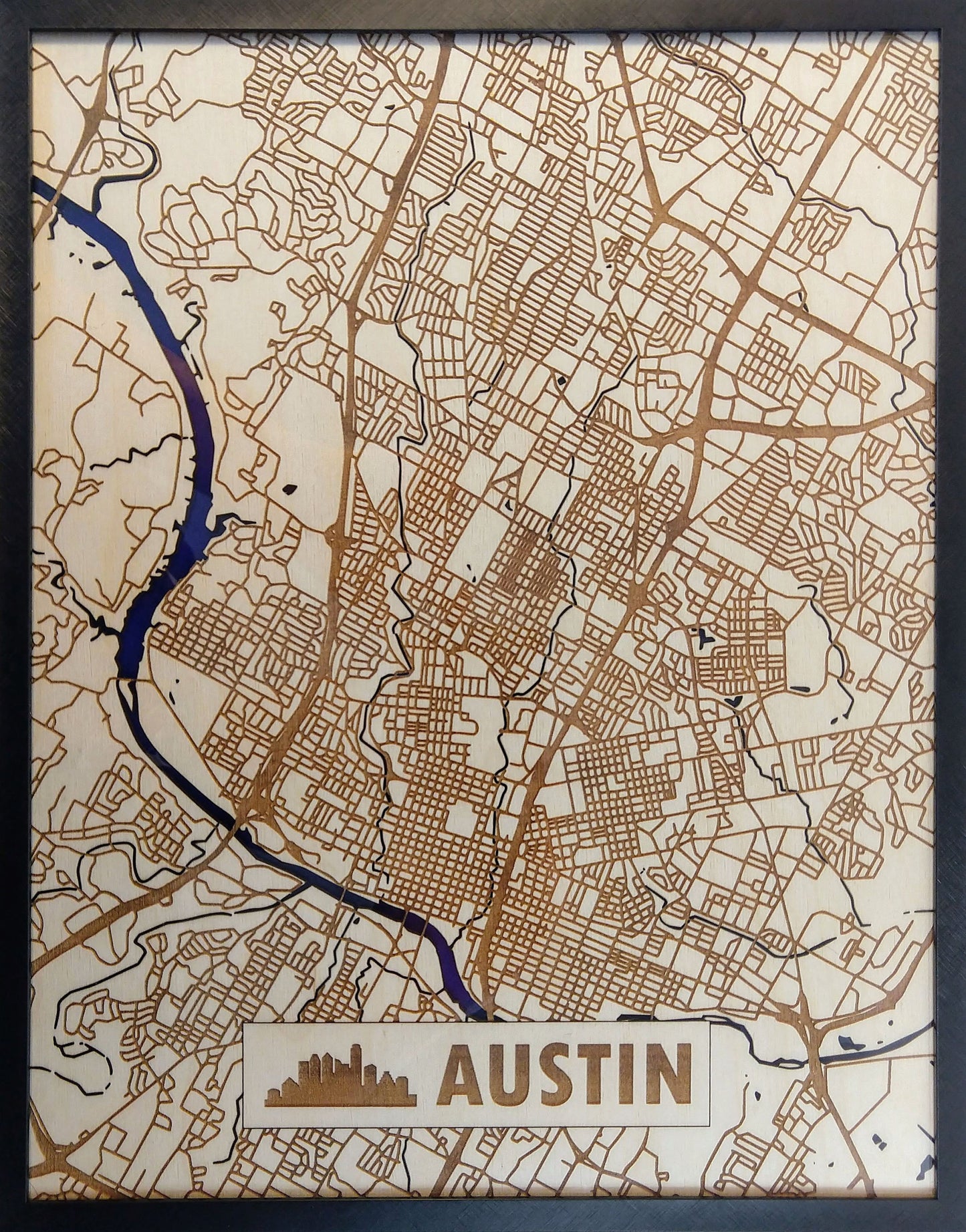 Austin Texas 3D Wooden Map