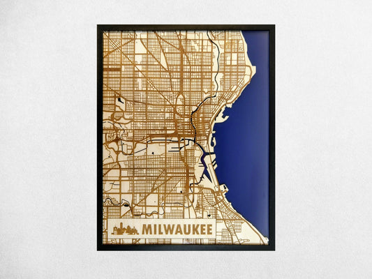 Milwaukee Wisconsin 3D Wooden Map