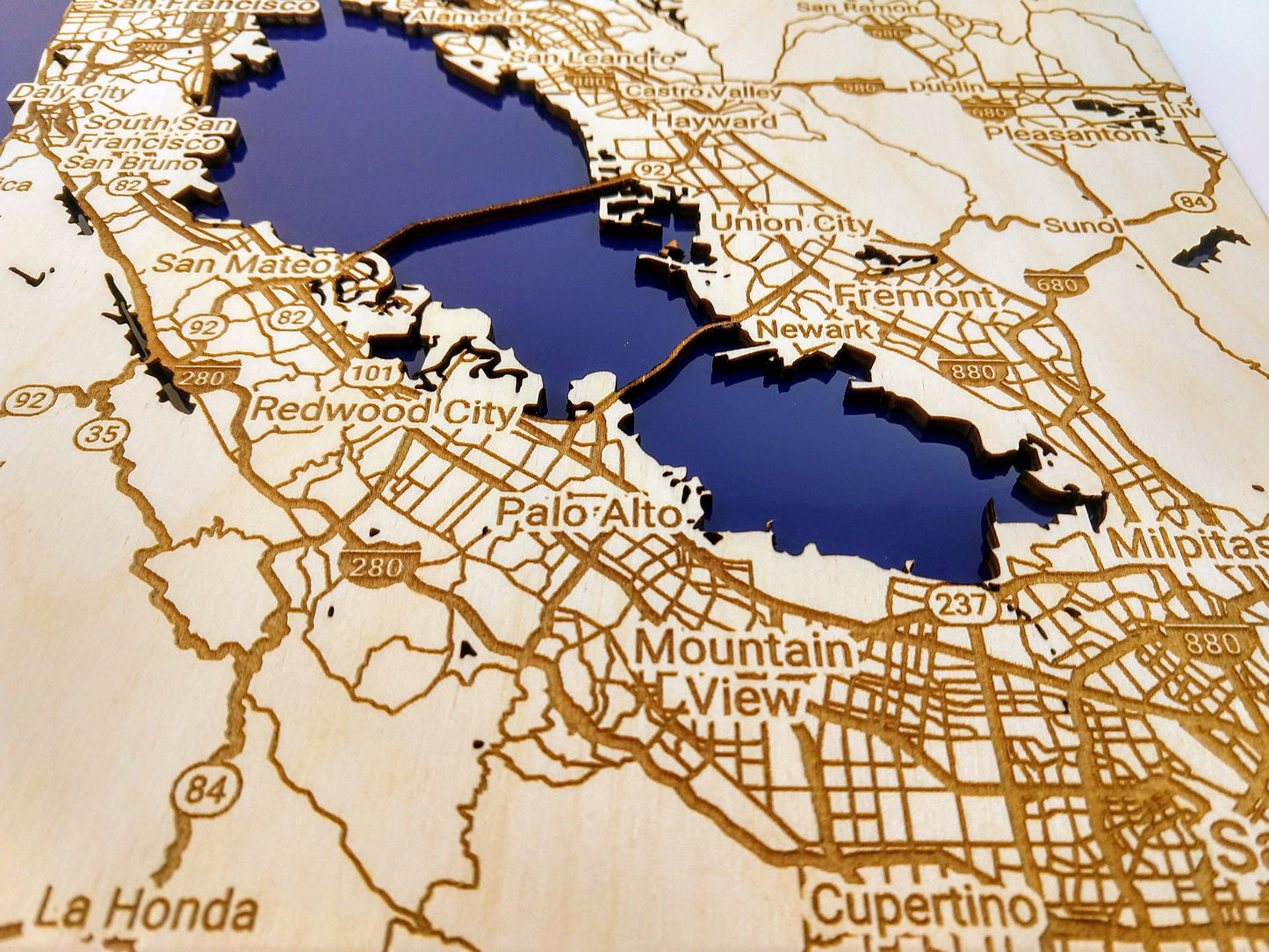 San Francisco Bay California 3D Wooden Map