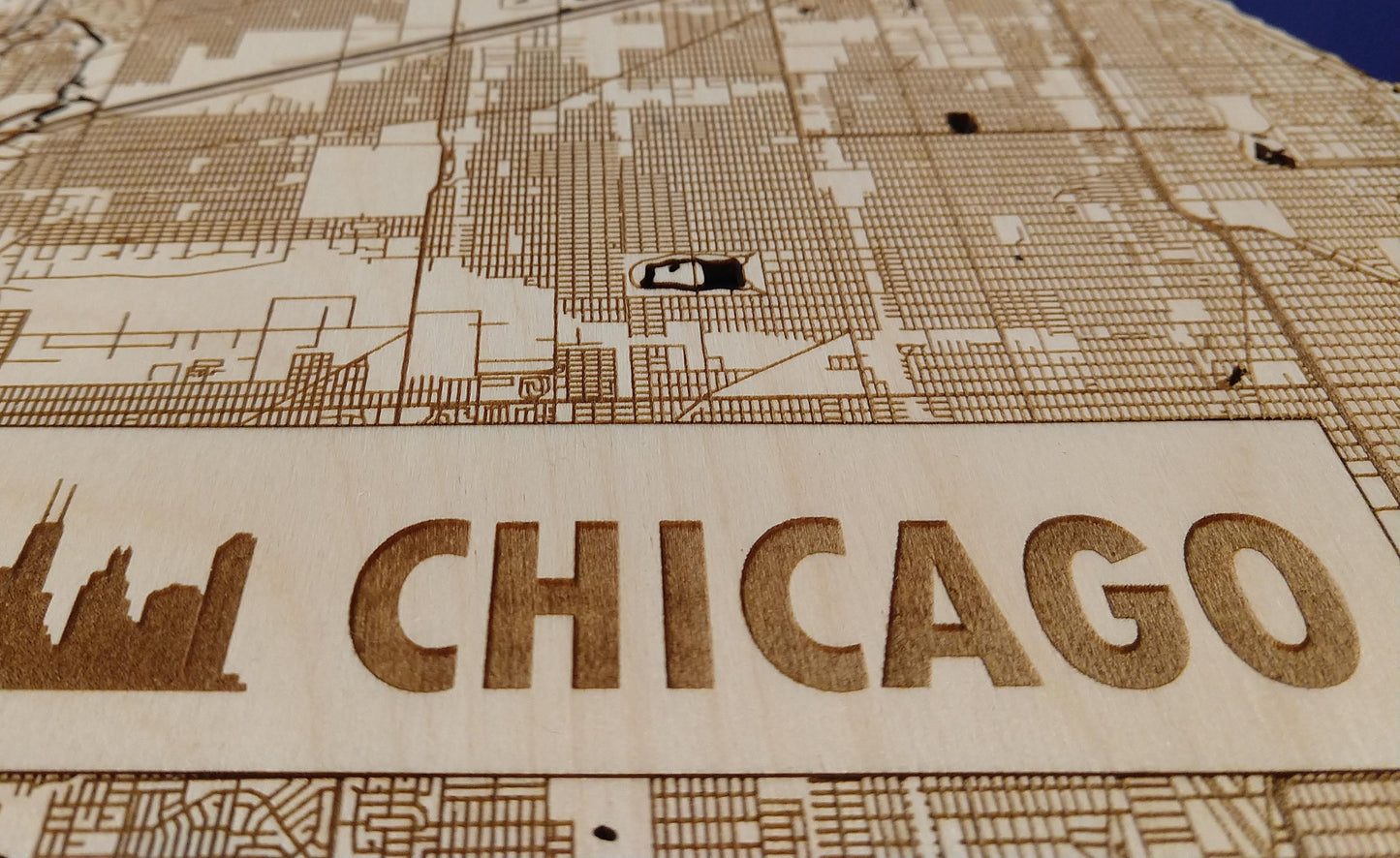 Chicago Illinois 3D Wooden Map