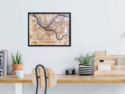 Pittsburgh Pennsvylania 3D Wooden Map