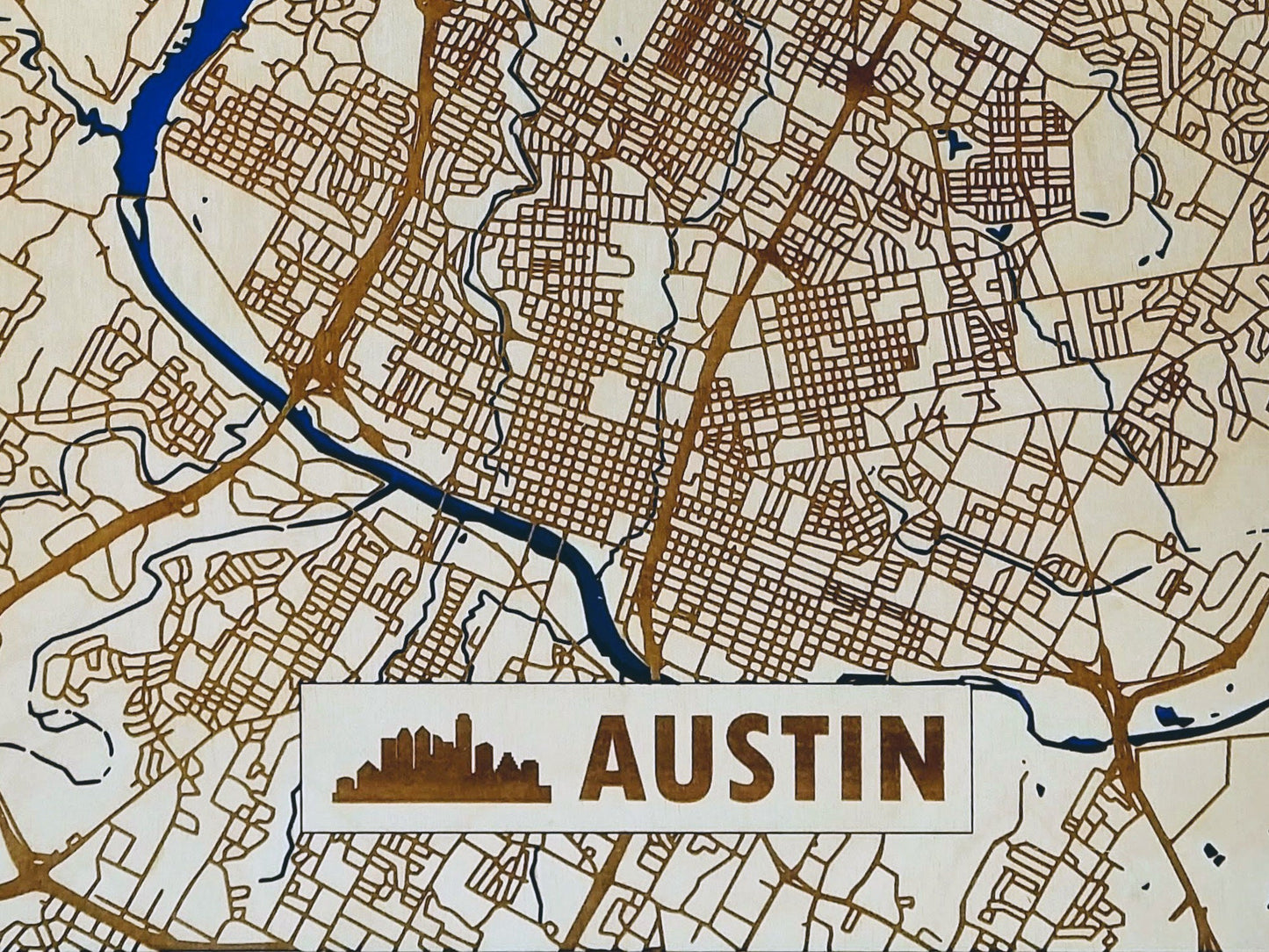 Austin Texas 3D Wooden Map