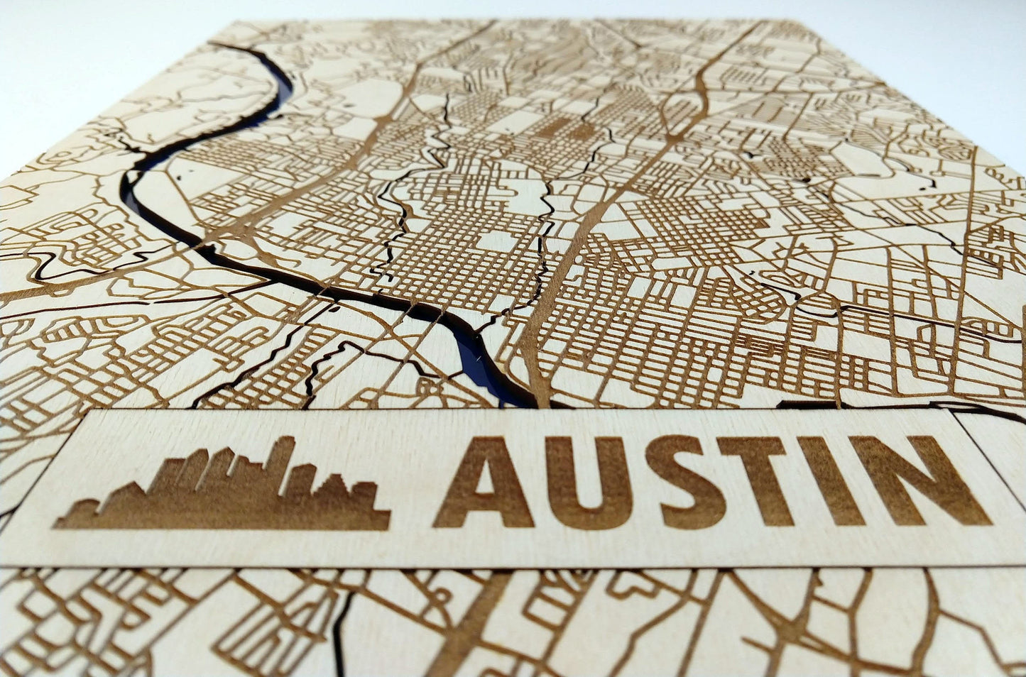 Austin Texas 3D Wooden Map