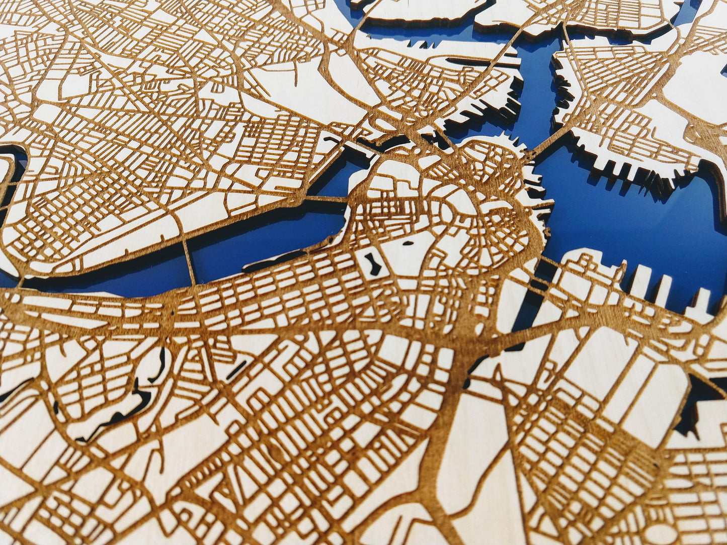 Boston Massachusetts 3D Wooden Map