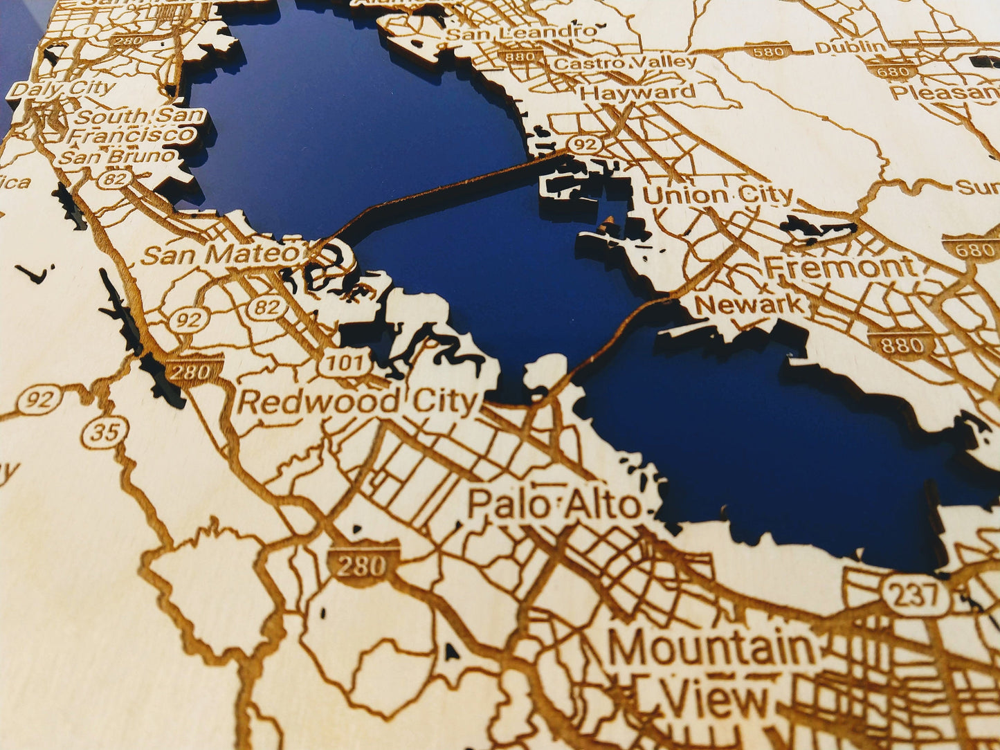 San Francisco Bay California 3D Wooden Map