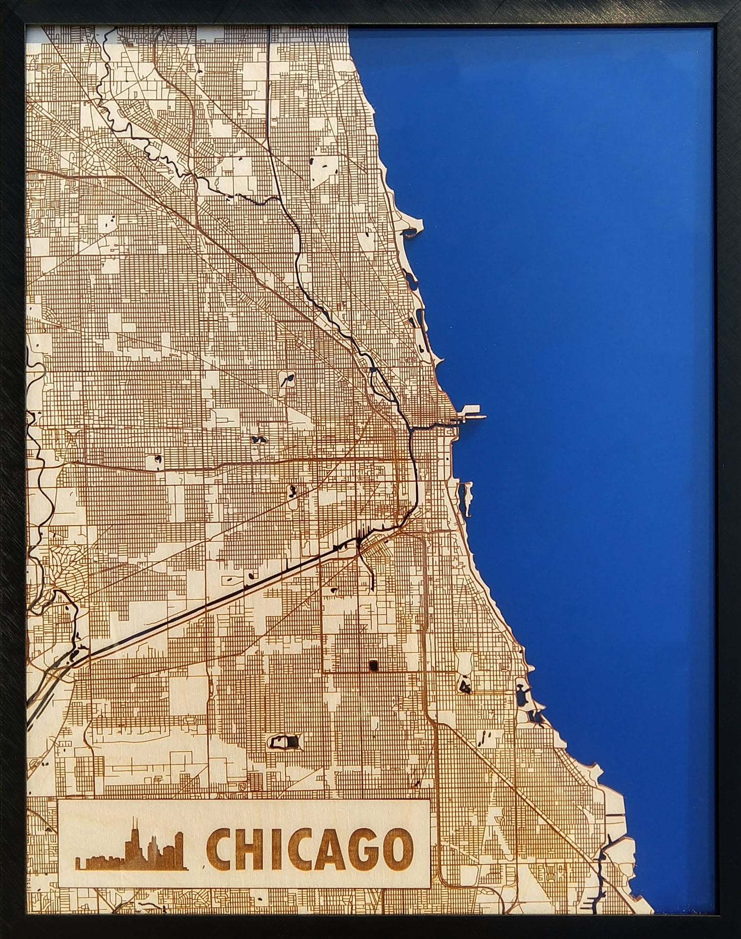 Chicago Illinois 3D Wooden Map