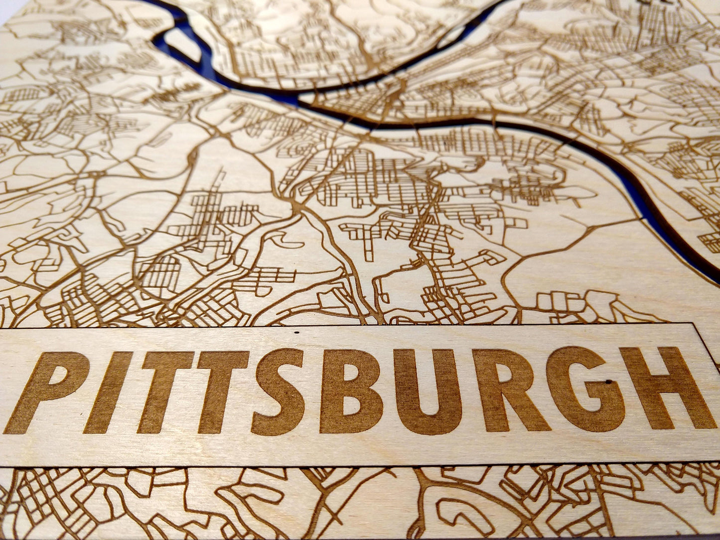 Pittsburgh Pennsvylania 3D Wooden Map