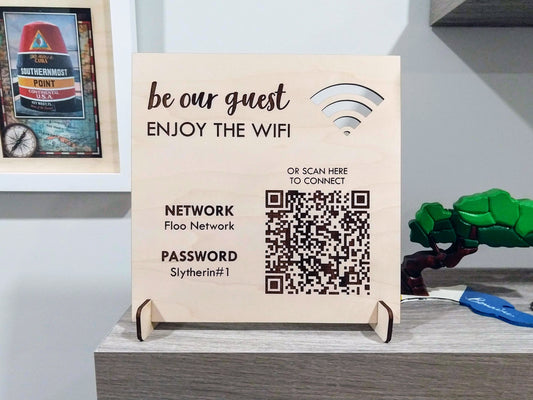 Wifi Password QR Code Wooden Sign