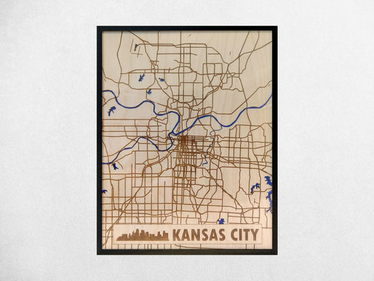 Kansas City Missouri 3D Wooden Map